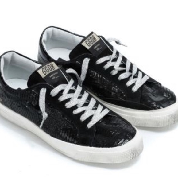 golden goose black snake sneakers